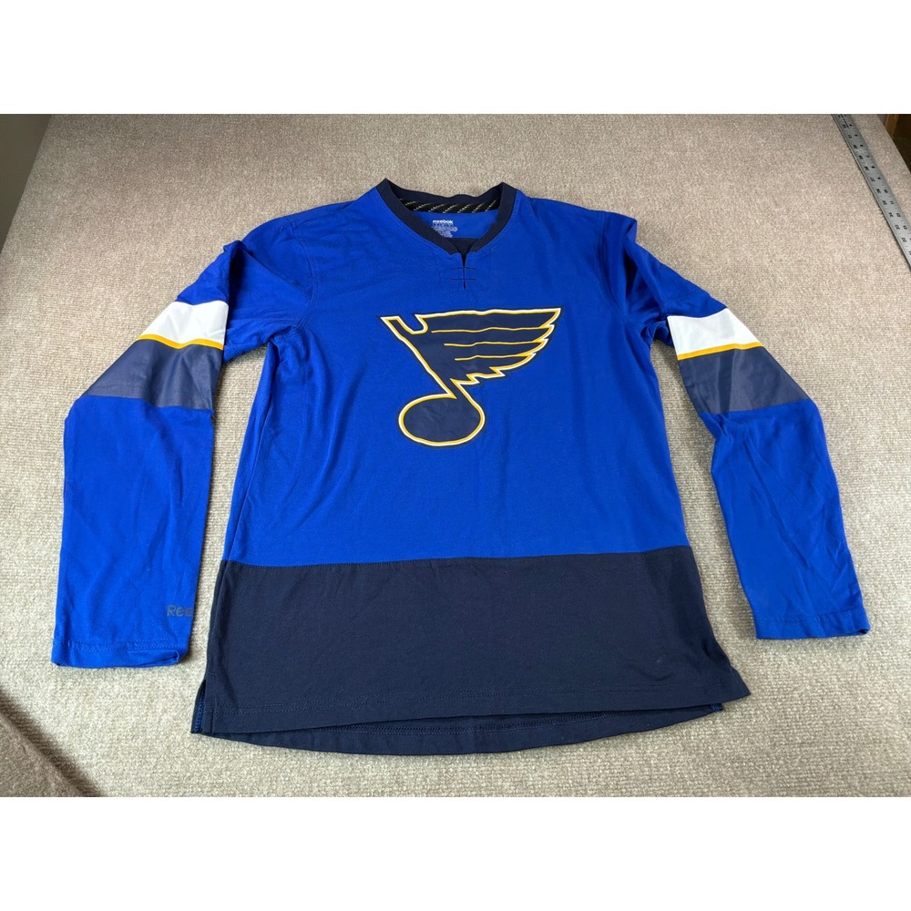 Reebok St Louis Blues NHL Long Sleeve Shirt Blue Navy Small 4205A 15